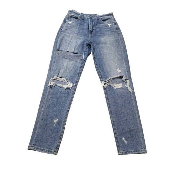 American Eagle Outfitters Womens Size 0 Distressed High-Rise Denim Mom Jeans - Picture 1 of 10